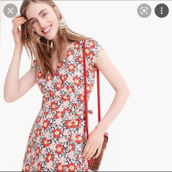 J.Crew Mercantile Easy Wrap Seventies Floral Midi Wrap Dress - Picture 2 of 12